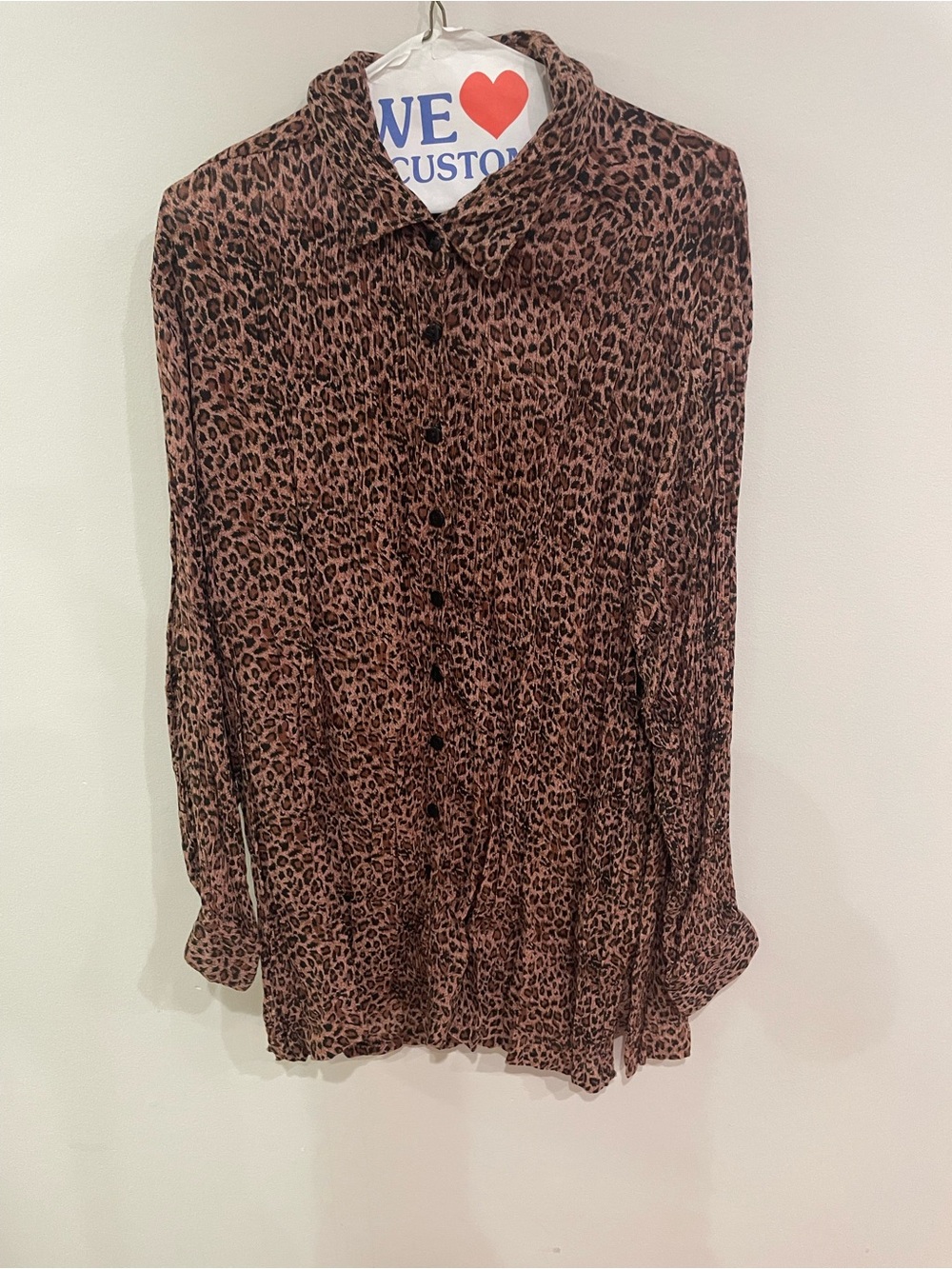 Womens VTG Adrian Jordan Top Cheetah Snake Skin Animal Print Tan Brown Button Up